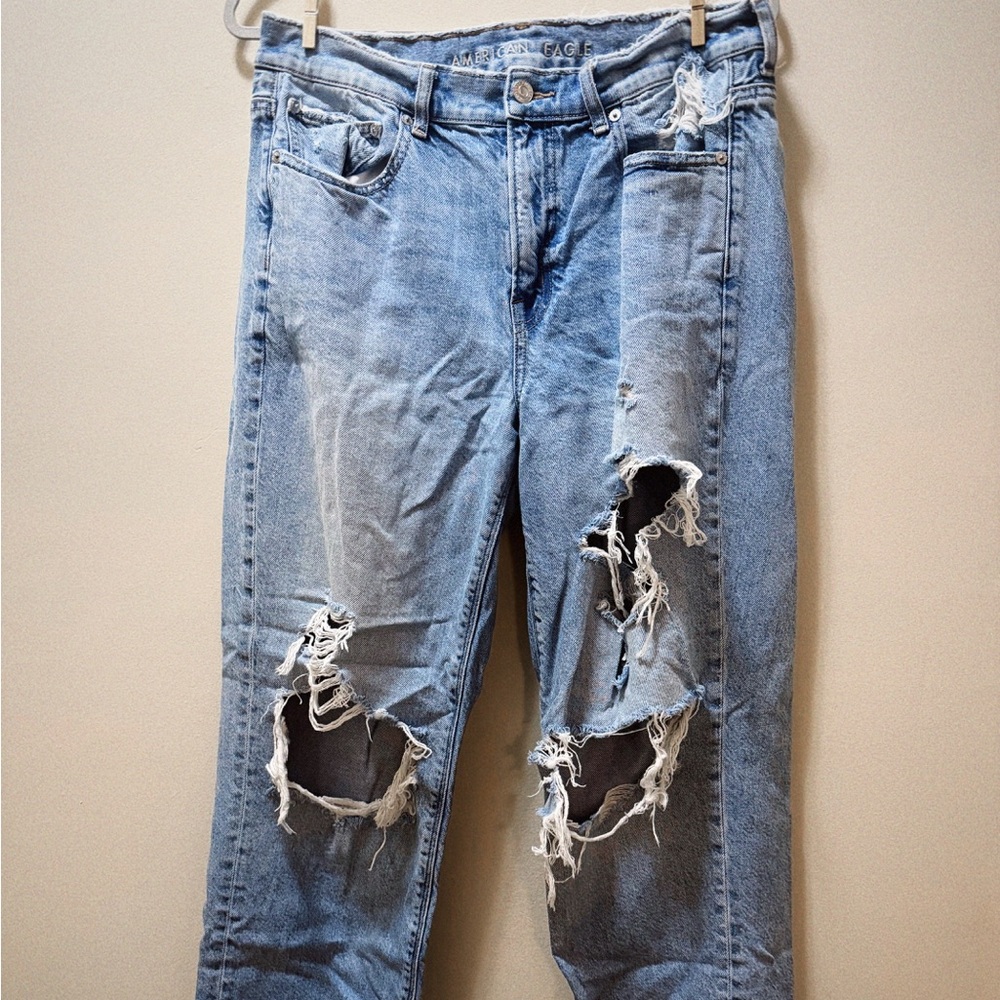 American Eagle Petite Light Blue Distressed Boyfriend Jeans